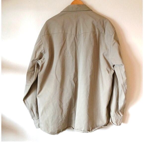 Carhartt Thick Canvas Snap Button Up Work Shirt Tan XL Tall - Picture 2 of 6